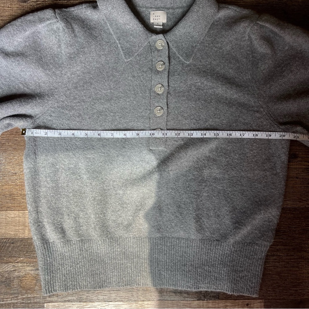 a new day Heather Gray Women's Polo Sweater - Picture 6 of 10